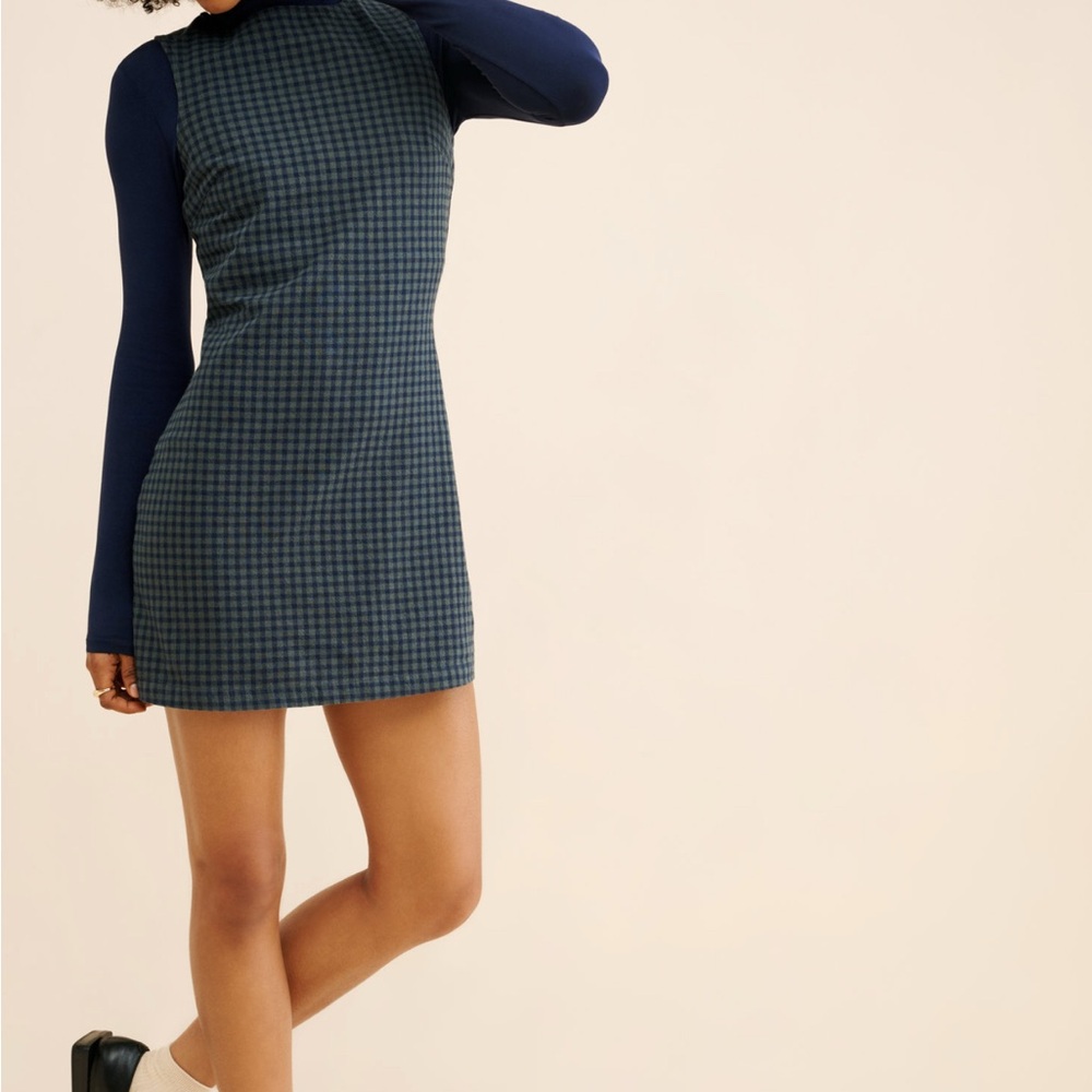 ROLLA'S Navy Plaid Long Sleeve Dress
